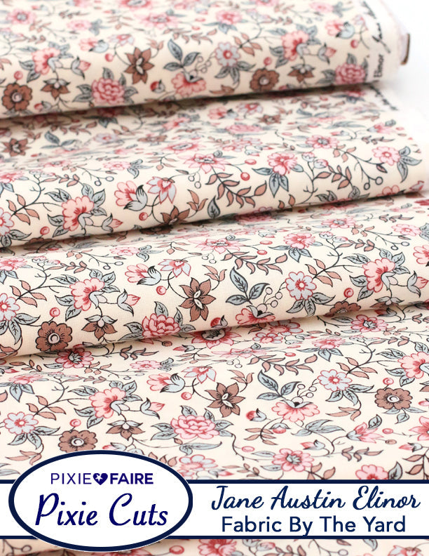 Pixie Faire Pixie Cuts Pixie Cuts Fabric By The Yard - Cotton "Jane Austen" Elinor 1/2 Yard Pixie Faire