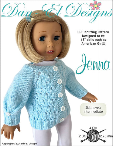 Dan-El Designs Knitting Jenna 18" Doll Clothes Knitting Pattern Pixie Faire