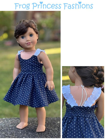 Frog Princess Fashions 18 Inch Modern Summertime Blues Sundress 18" Doll Clothes Pattern Pixie Faire