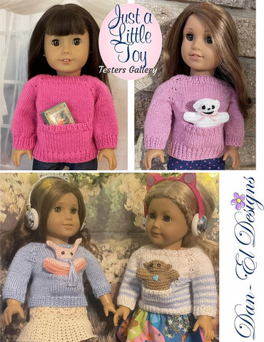 Dan-El Designs Knitting Just A Little Toy 18" Doll Clothes Knitting Pattern Pixie Faire