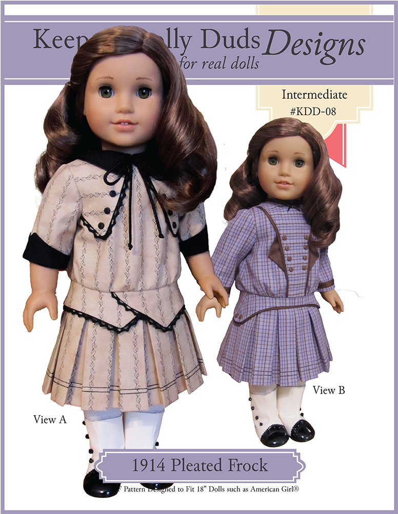 Keepers Dolly Duds Designs BOGO 18 Inch Historical 1914 Pleated Frock 18" Doll Clothes Pattern Pixie Faire