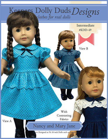 Keepers Dolly Duds Designs 18 Inch Historical Nancy and Mary Jane 18" Doll Clothes Pattern Pixie Faire