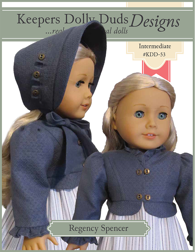 Keepers Dolly Duds Designs 18 Inch Historical Regency Spencer Jacket and Bonnet Set 18" Doll Clothes Pattern Pixie Faire
