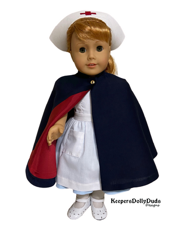 Keepers Dolly Duds Designs 18 Inch Historical 1940s Nurse's Cape 18" Doll Clothes Pattern Pixie Faire