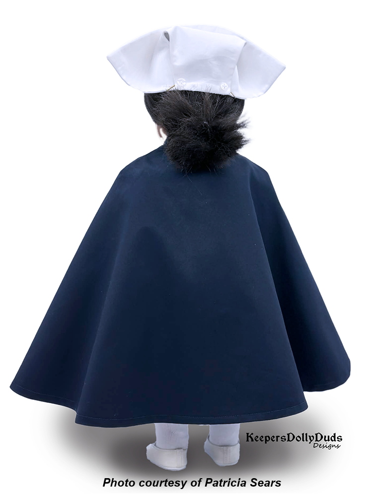 Keepers Dolly Duds Designs 18 Inch Historical 1940s Nurse's Cape and Cap 18" Doll Clothes Pattern Pixie Faire