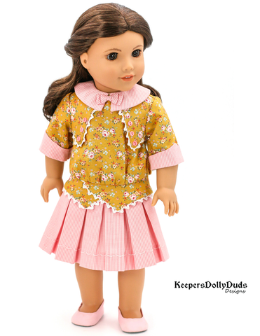 Keepers Dolly Duds Designs Promo 18 Inch Historical 1914 Pleated Frock 18" Doll Clothes Pattern Pixie Faire