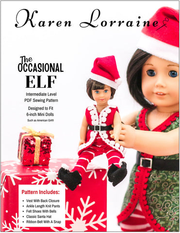 Karen Lorraine Design Mini The Occasional Elf 6" Mini Doll Clothes Pattern Pixie Faire