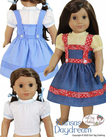 Doll Tag Clothing 18 Inch Historical Kansas Daydream Dress 18" Doll Clothes Pattern Pixie Faire