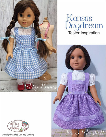 Doll Tag Clothing 18 Inch Historical Kansas Daydream Dress 18" Doll Clothes Pattern Pixie Faire