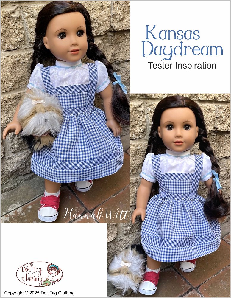 Doll Tag Clothing 18 Inch Historical Kansas Daydream Dress 18" Doll Clothes Pattern Pixie Faire