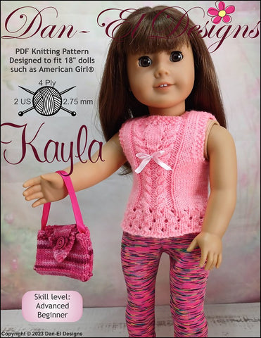 Dan-El Designs Knitting Kayla 18" Doll Clothes Knitting Pattern Pixie Faire