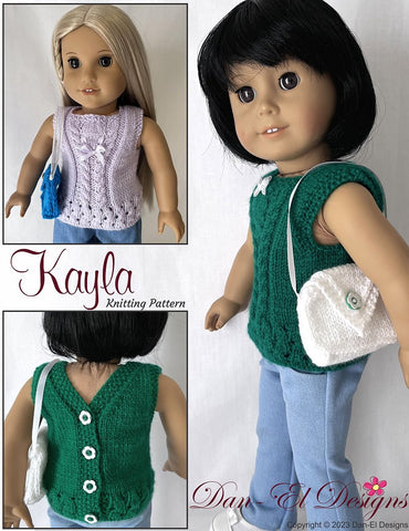 Dan-El Designs Knitting Kayla 18" Doll Clothes Knitting Pattern Pixie Faire