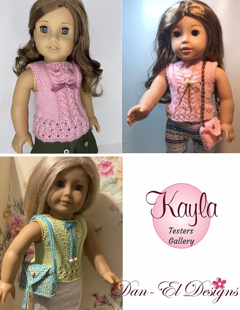 Dan-El Designs Knitting Kayla 18" Doll Clothes Knitting Pattern Pixie Faire
