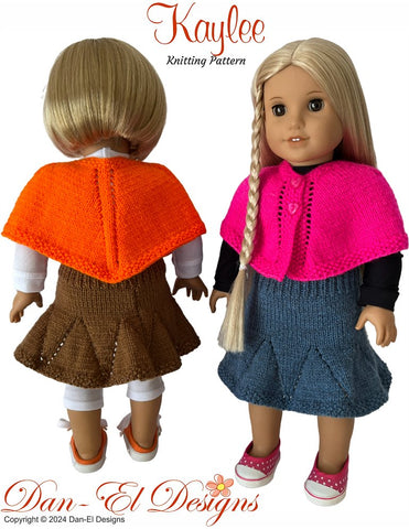 Dan-El Designs Knitting Kaylee Poncho & Skirt 18 inch Doll Knitting Pattern Pixie Faire