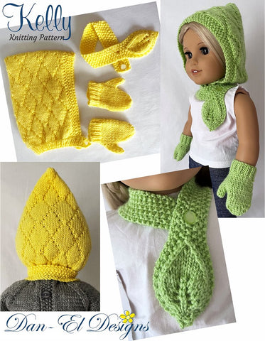 Dan-El Designs Knitting Kelly 18 inch Doll Clothes Accessories Knitting Pattern Pixie Faire