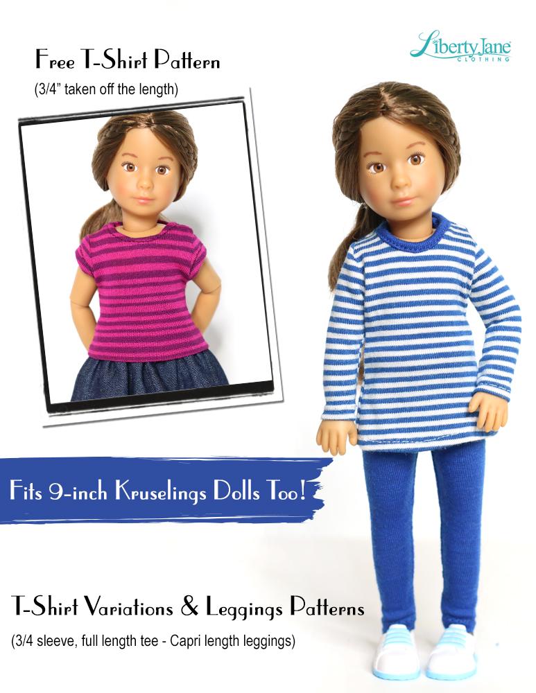 Liberty Jane Barbie FREE T-Shirt Pattern For 11-1/2" Fashion Dolls Pixie Faire