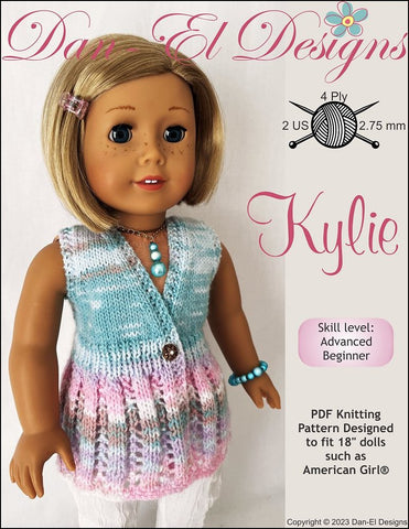 Dan-El Designs Knitting Kylie 18" Doll Knitting Pattern Pixie Faire