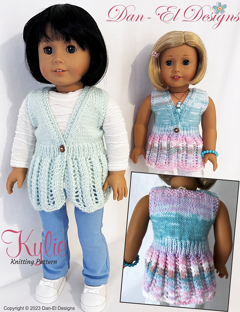 Dan-El Designs Knitting Kylie 18" Doll Knitting Pattern Pixie Faire