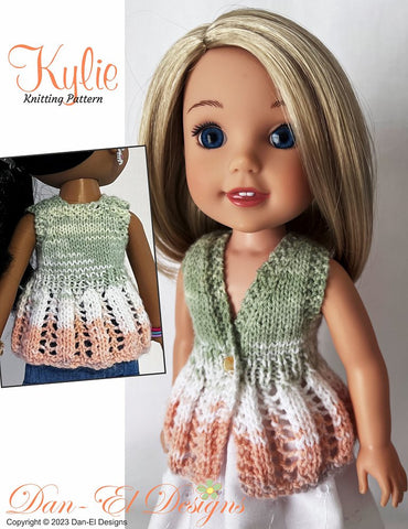 Dan-El Designs Knitting Kylie 14.5" Doll Clothes Knitting Pattern Pixie Faire