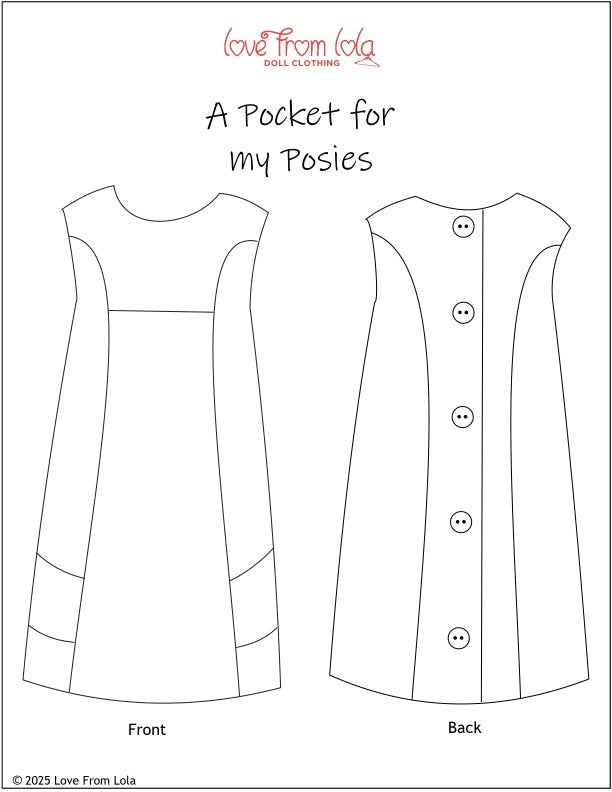 Love From Lola 18 Inch Modern A Pocket For My Posies 18" Doll Clothes Pattern Pixie Faire