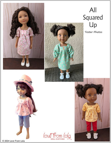 Love From Lola All Squared Up Dress or Top 14.5-15" Doll Clothes Pattern Pixie Faire