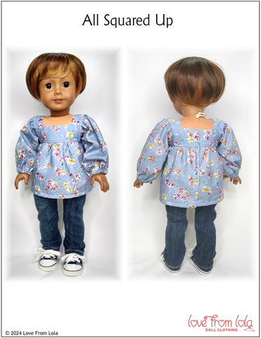 Love From Lola 18 Inch Modern All Squared Up Dress or Top 18" Doll Clothes Pattern Pixie Faire