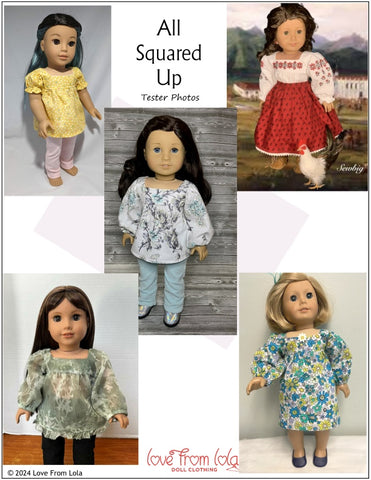 Love From Lola 18 Inch Modern All Squared Up Dress or Top 18" Doll Clothes Pattern Pixie Faire