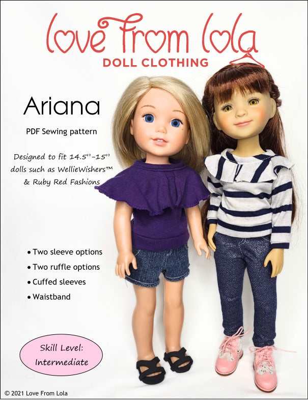 Love From Lola WellieWishers Ariana 14.5-15" Doll Clothes Pattern Pixie Faire