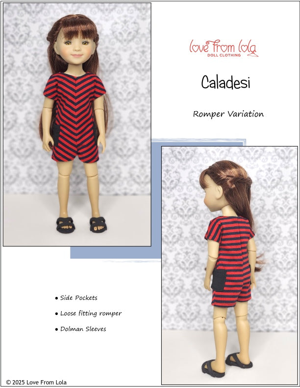 Love From Lola Ruby Red Fashion Friends Caladesi Dress and Romper 14.5-15" Doll Clothes Pattern Pixie Faire