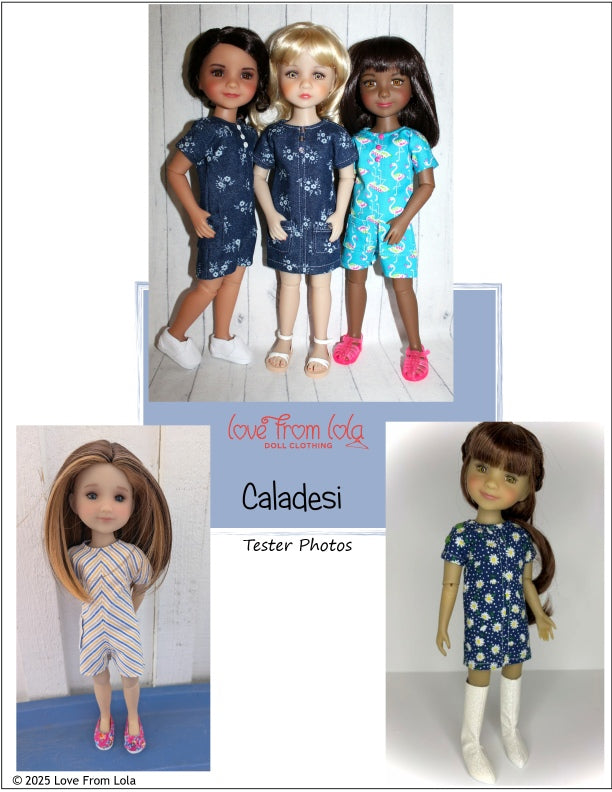 Love From Lola Ruby Red Fashion Friends Caladesi Dress and Romper 14.5-15" Doll Clothes Pattern Pixie Faire
