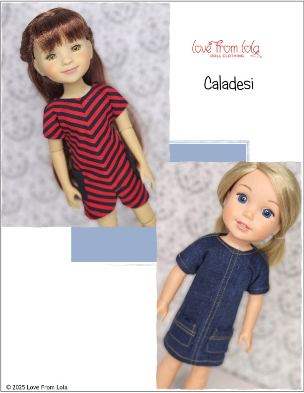 Love From Lola Ruby Red Fashion Friends Caladesi Dress and Romper 14.5-15" Doll Clothes Pattern Pixie Faire