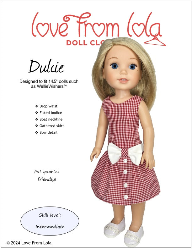 Love From Lola WellieWishers Dulcie 14.5" Doll Clothes Pattern Pixie Faire