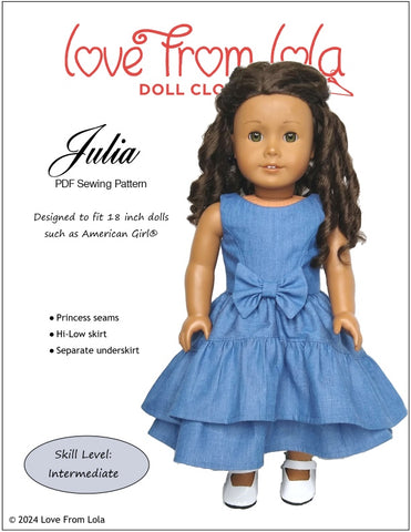 Love From Lola 18 Inch Modern Julia 18" Doll Clothes Pattern Pixie Faire