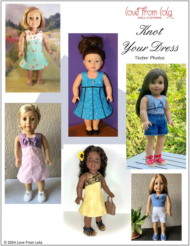 Love From Lola 18 Inch Modern Knot Your Dress 18" Doll Clothes Pattern Pixie Faire