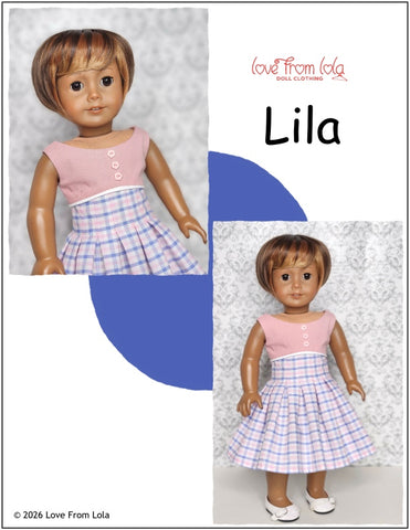 Love From Lola 18 Inch Modern Lila Dress 18" Doll Clothes Pattern Pixie Faire