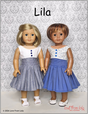 Love From Lola 18 Inch Modern Lila Dress 18" Doll Clothes Pattern Pixie Faire