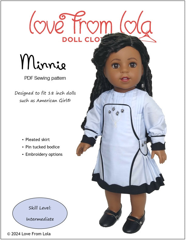 Love From Lola 18 Inch Historical Minnie 18" Doll Clothes Pattern Pixie Faire