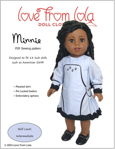 Love From Lola 18 Inch Historical Minnie 18" Doll Clothes Pattern Pixie Faire