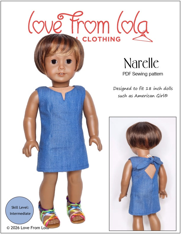 Love From Lola 18 Inch Modern Narelle 18" Doll Clothes Pattern Pixie Faire