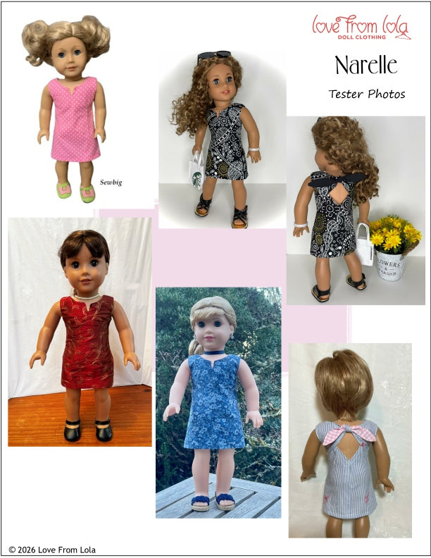 Love From Lola 18 Inch Modern Narelle 18" Doll Clothes Pattern Pixie Faire