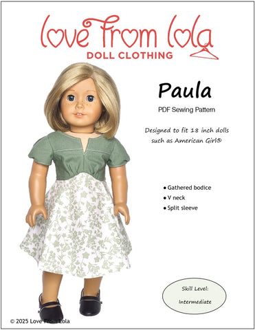 Love From Lola 18 Inch Historical Paula 18" Doll Clothes Pattern Pixie Faire