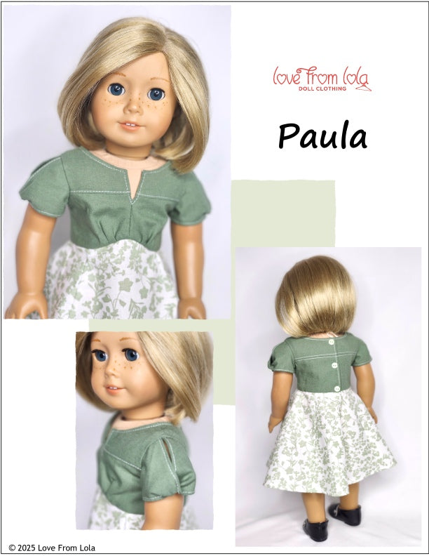 Love From Lola 18 Inch Historical Paula 18" Doll Clothes Pattern Pixie Faire
