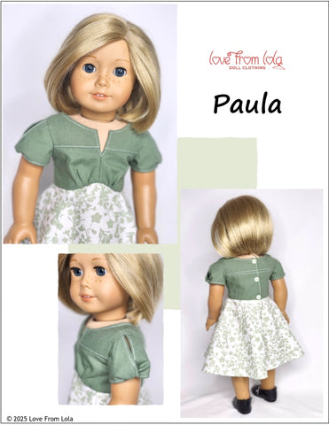Love From Lola 18 Inch Historical Paula 18" Doll Clothes Pattern Pixie Faire