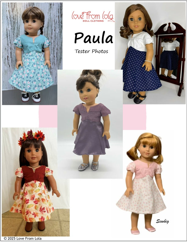Love From Lola 18 Inch Historical Paula 18" Doll Clothes Pattern Pixie Faire
