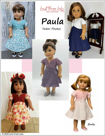 Love From Lola 18 Inch Historical Paula 18" Doll Clothes Pattern Pixie Faire