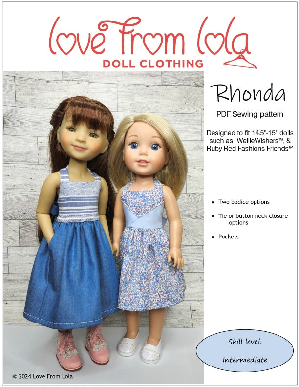 Love From Lola Ruby Red Fashion Friends Rhonda 14.5-15" Doll Clothes Pattern Pixie Faire