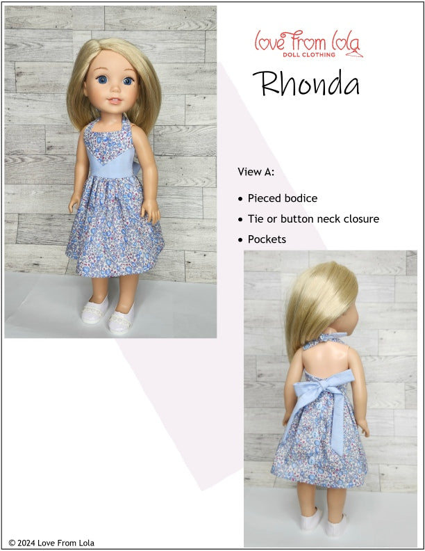 Love From Lola Ruby Red Fashion Friends Rhonda 14.5-15" Doll Clothes Pattern Pixie Faire