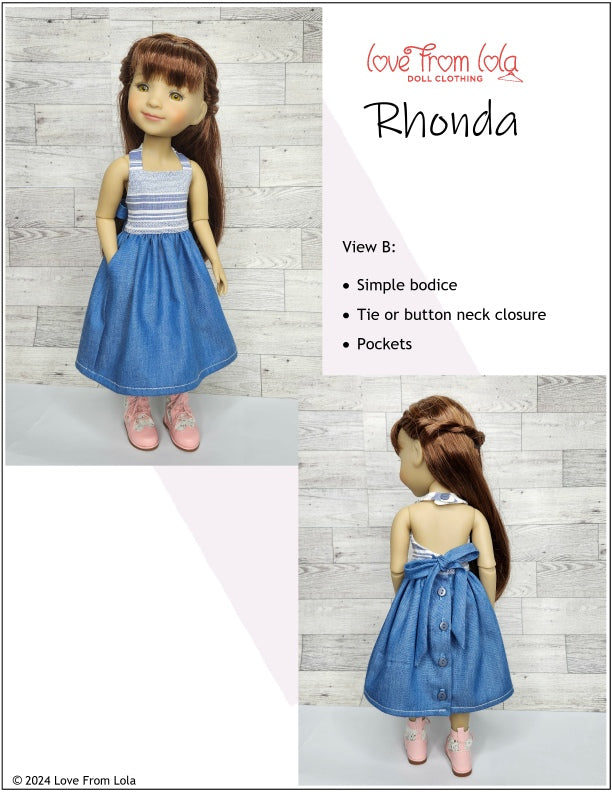 Love From Lola Ruby Red Fashion Friends Rhonda 14.5-15" Doll Clothes Pattern Pixie Faire