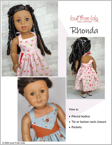 Love From Lola 18 Inch Modern Rhonda 18" Doll Clothes Pattern Pixie Faire