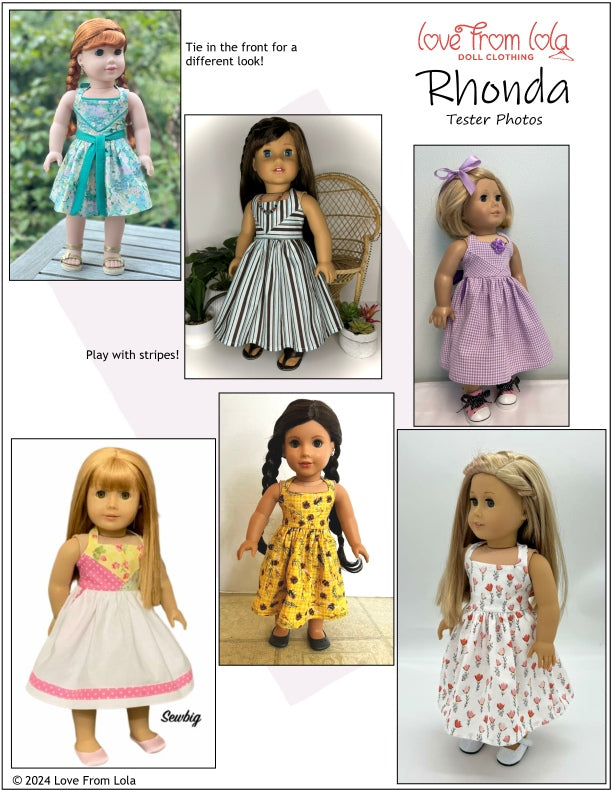Love From Lola 18 Inch Modern Rhonda 18" Doll Clothes Pattern Pixie Faire